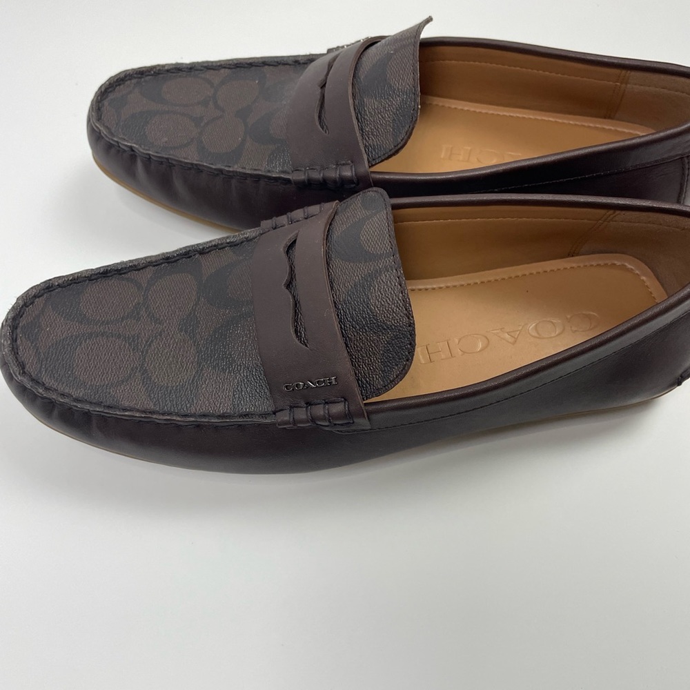 Coach mens slide dress shoes brown